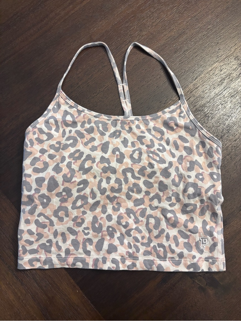 PINK Victoria's Secret Pink and Gray Leopard Cropped Tank